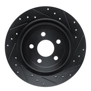 Ford Mustang Mach-E Brake Rotor (1) - Rear Right - R1 Concepts - Drilled & Slotted - Black - `21-`25